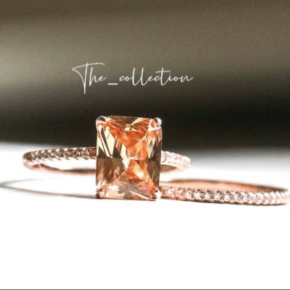 NEW ROSE GOLD PLATED DIAMOND SET RING - Picture 3 of 4